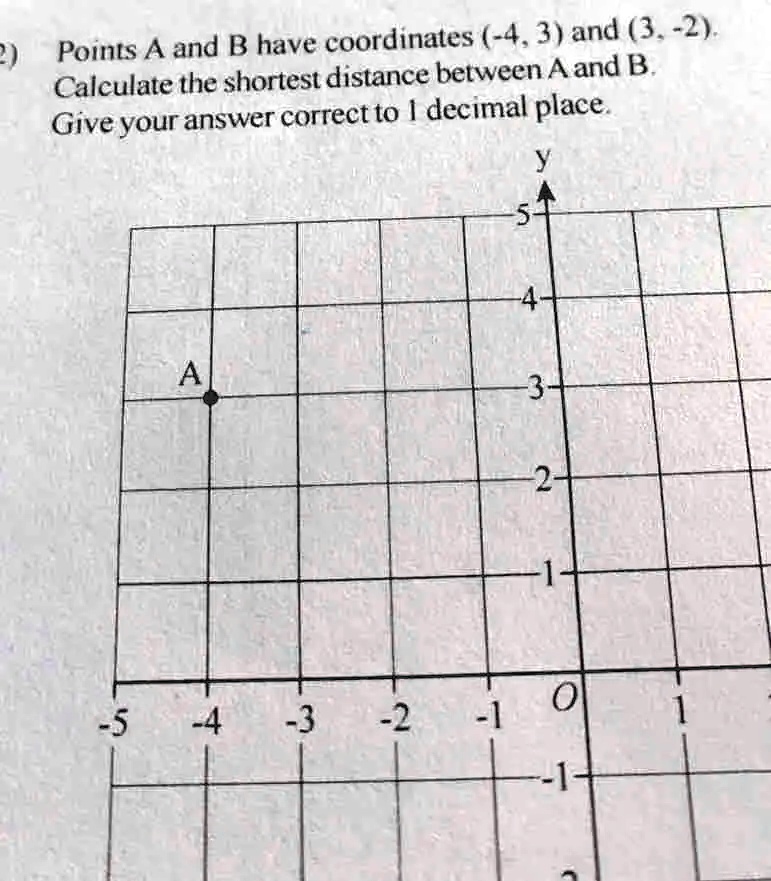 2) Points A and B have coordinates (-4, 3) and (3, -2). Calculate the ...