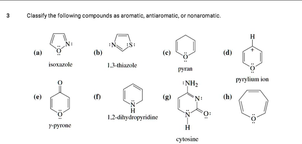 Solved Classify The Following Compounds As Aromatic Antiaromatic Or Nonaromatic N Is A