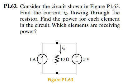 P1.63. Consider the circuit shown in Figure P1.63. Find the current ir ...