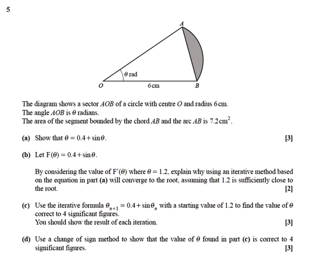 5 0 Rad 6cm The Diagram Shows A Sector Aob Ofa Circle With Centre 0 And ...