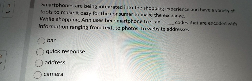 smartphones are being integrated into the shopping experience and have a variety of tools to make it easy for the consumer to make the exchange while shopping ann uses her smartphone to scan 69533
