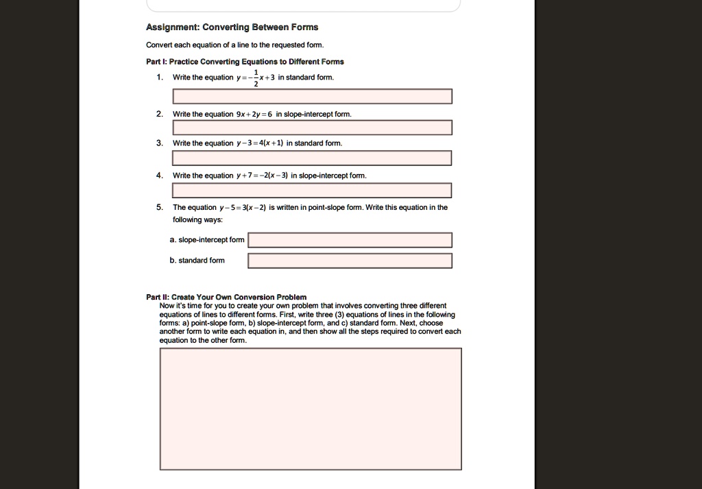 Standard form converter clearance algebra