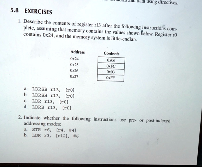 SOLVED 5.8 EXERCISES 1. Describe the contents of register rl3