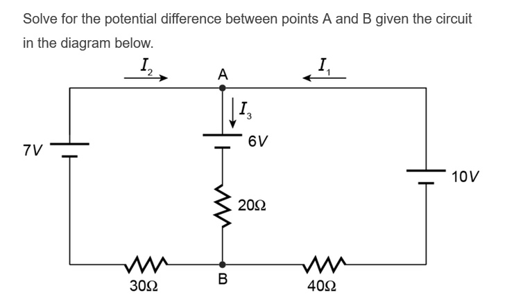 SOLVED: Solve For The Potential Difference Between Points A And B Given ...