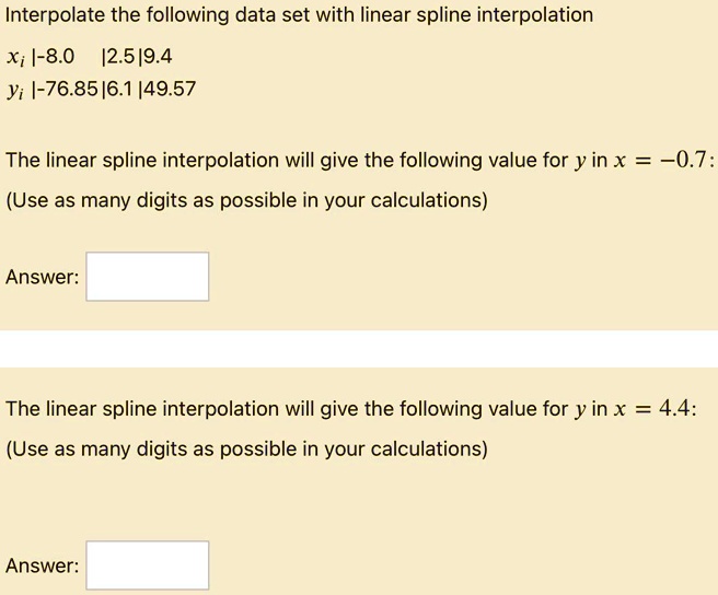 SOLVED Interpolate the following data set with linear spline