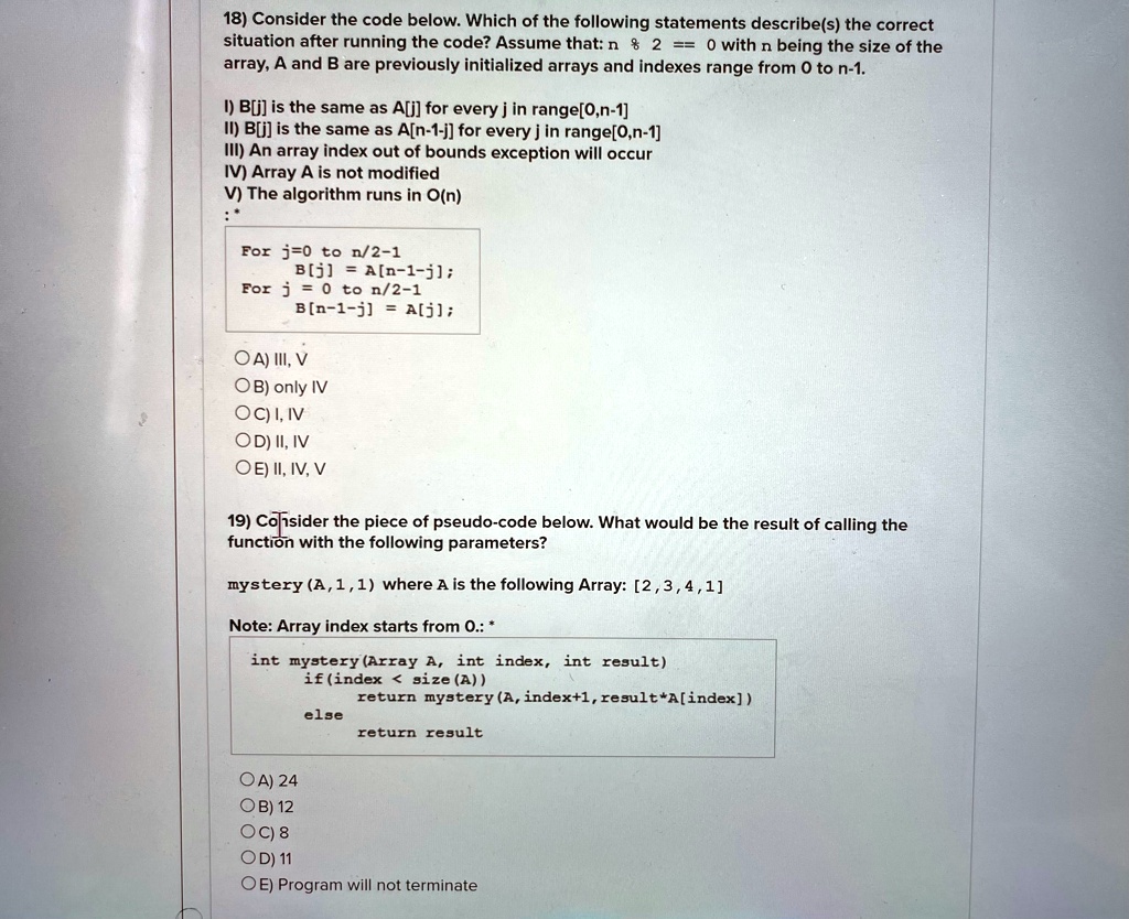 Texts: 18) Consider the code below. Which of the following statements ...