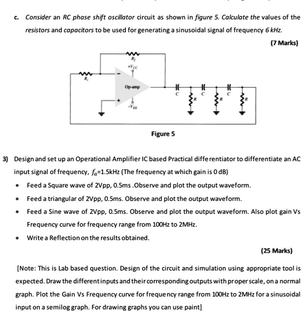 SOLVED Consider an RC phase shift oscillator circuit as shown in