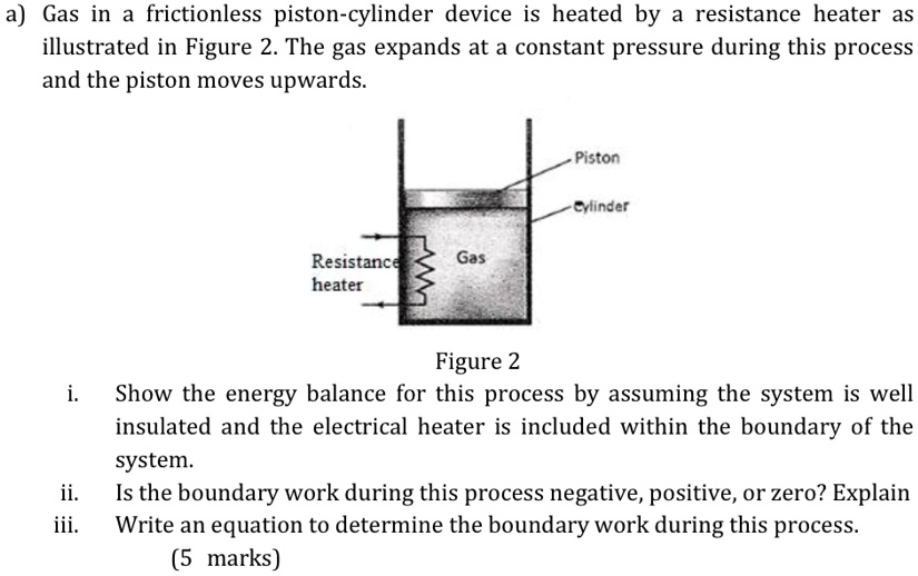 SOLVED a) Gas in a frictionless pistoncylinder device is heated by a