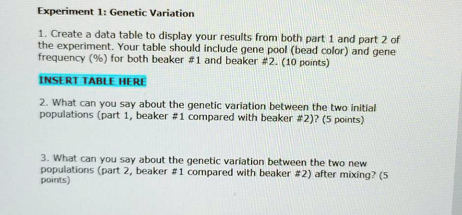 experiment 1 genetic variation