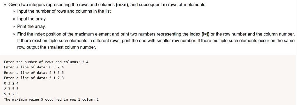 SOLVED: Given two integers representing the rows and columns (mxn), and ... image.