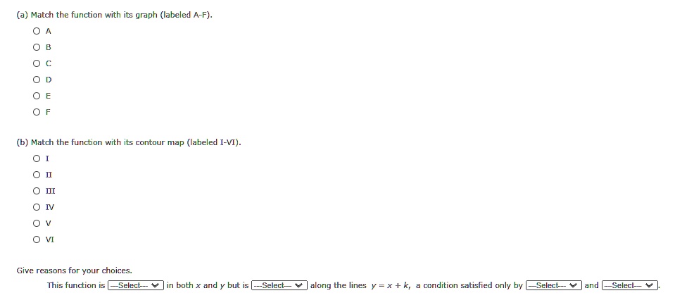 SOLVED:(a) Match the function with its graph (labeled A-F). (b) Match