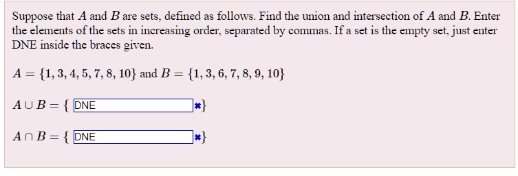 suppose that a and b are sets defined as follows find the union and ...