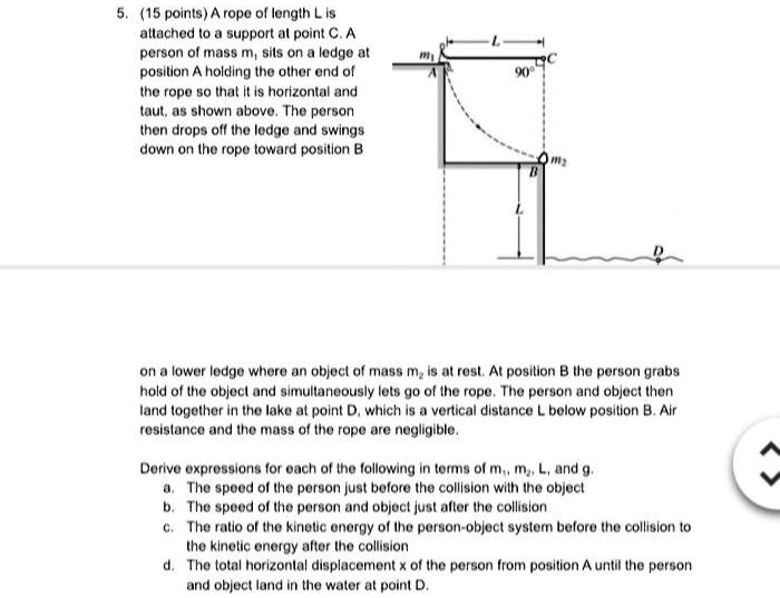 SOLVED: A rope of length L is attached to a support at point C. A ...