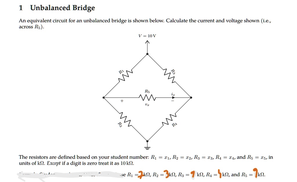 SOLVED: 1 Unbalanced Bridge An equivalent circuit for an unbalanced ...