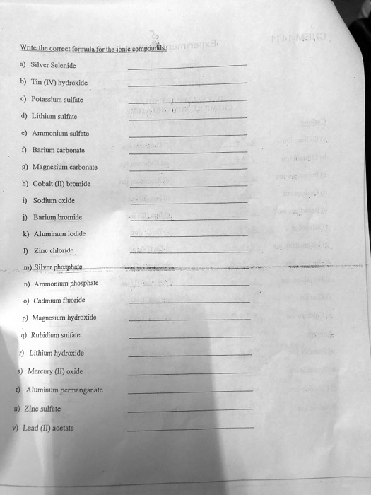 SOLVED(9"" Wile thc CSTect formul forthe jonic compouurdsg Ser