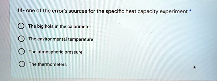 specific heat capacity experiment errors