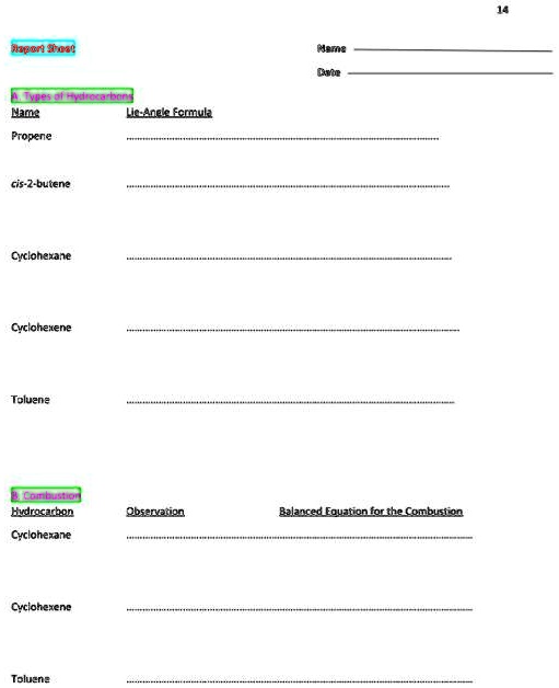 Solved Texts Report Sheet A Types Of Hydrocarbons Name Propene Cis Butene Cyclohexane