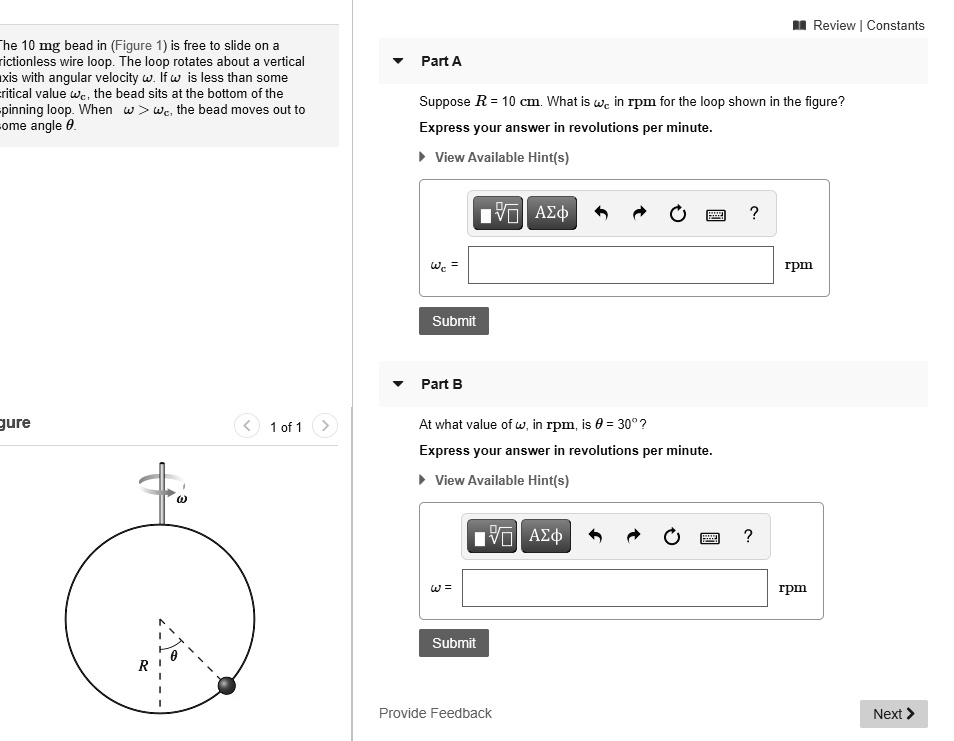 Reviewer Constants The 10 mg bead in (Figure 1) is free to slide on a ...