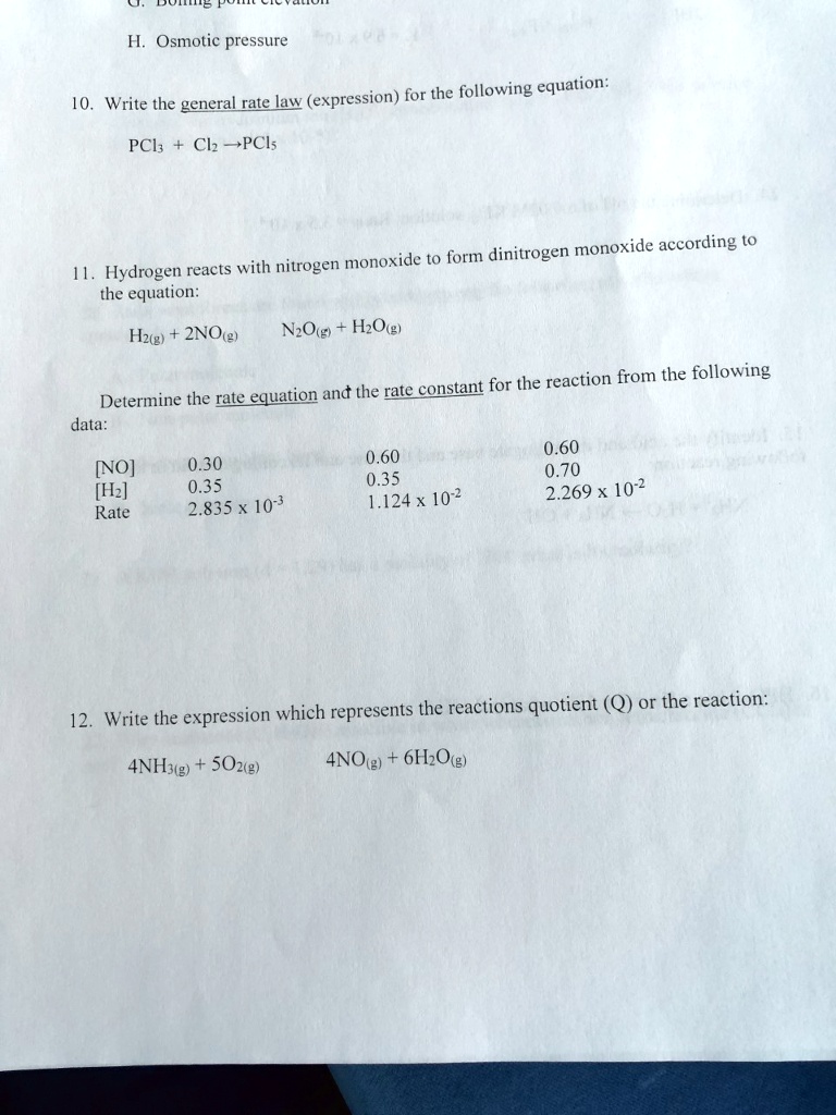 SOLVED Uns H Osmotic pressure equation 10, Write the general rate