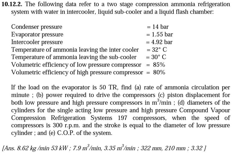 SOLVED 10.12.2. The following data refer to a two stage compression