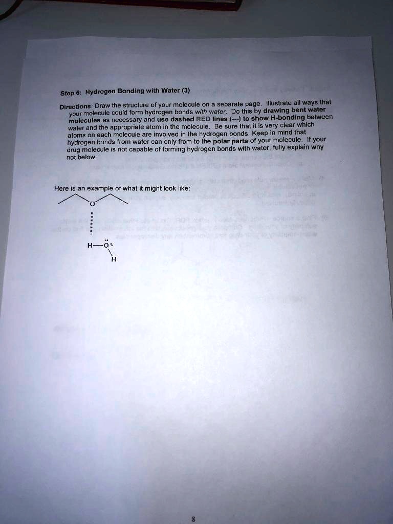 SOLVED: Step 6: Hydrogen Bonding With Water (3) Directions: Draw The ...