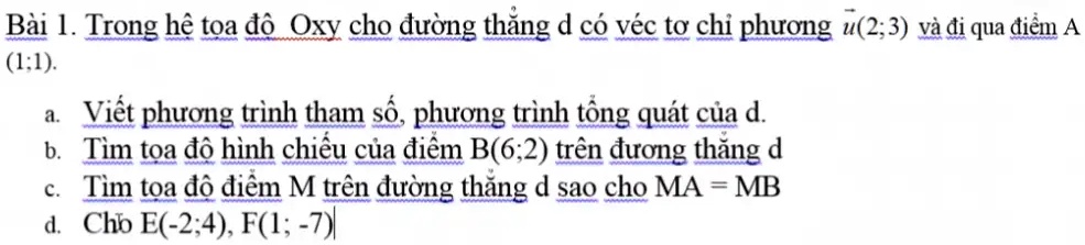 Solved Bai 1 Trong Há‡ Tá A Ä‘á™ Oxy Cho Ä‘Æ°á Ng Tháº³ng D CÃ³