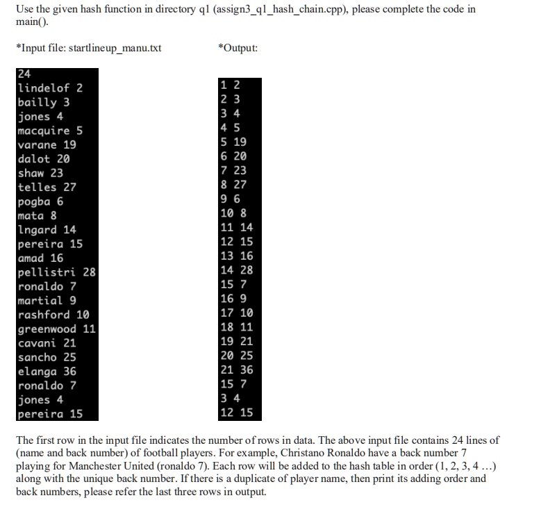 Use the given hash function in directory q1...