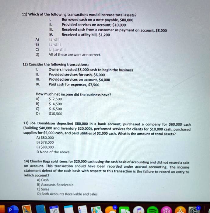 Which Of The Following Transactions Increases Total Assets