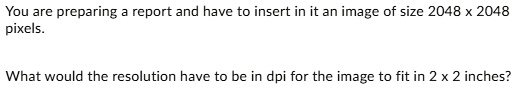 You are preparing a report and have to insert in it an image...