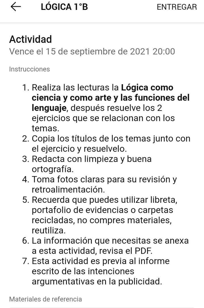 SOLVED: ayúdenme por favor LÓGICA 1'B ENTREGAR Actividad Vence el 15 de ...