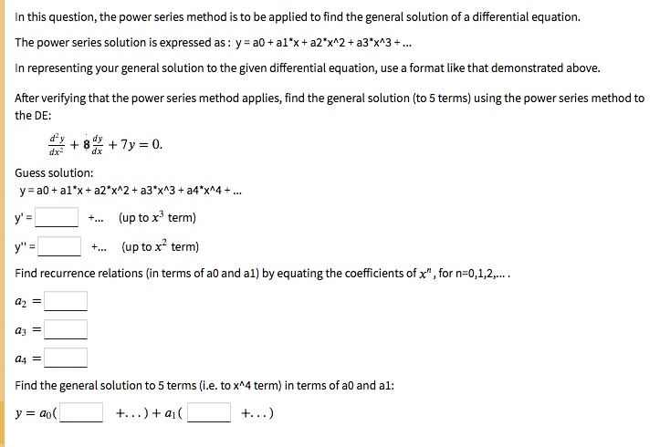 [GET ANSWER] in this question the power series method is to be applied ...