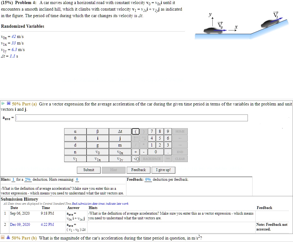 Problem 4 A car moves along a horizontal road with constant velocity
