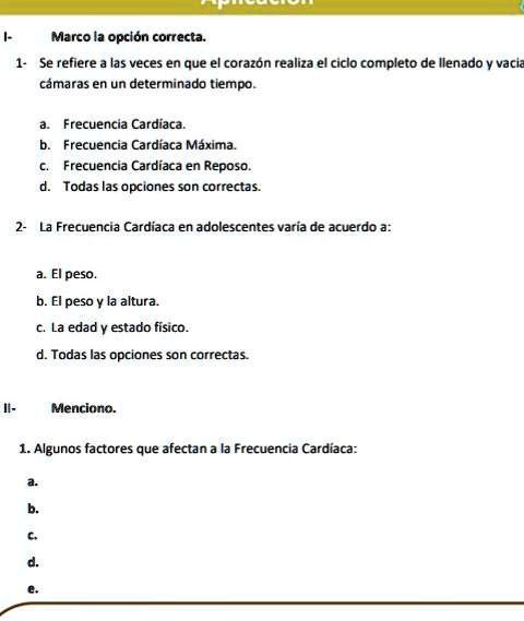 alguien me ayuda x favor lo agradecere x fa ayuda y le doy punto marco la opclon correcta se refiere las veces en que el corazon realiza el ciclo completo de llenado vacle camaras en un dete 40139