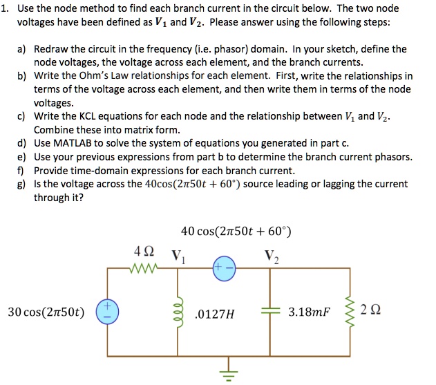 SOLVED: Use the node method to find each branch current in the circuit ...