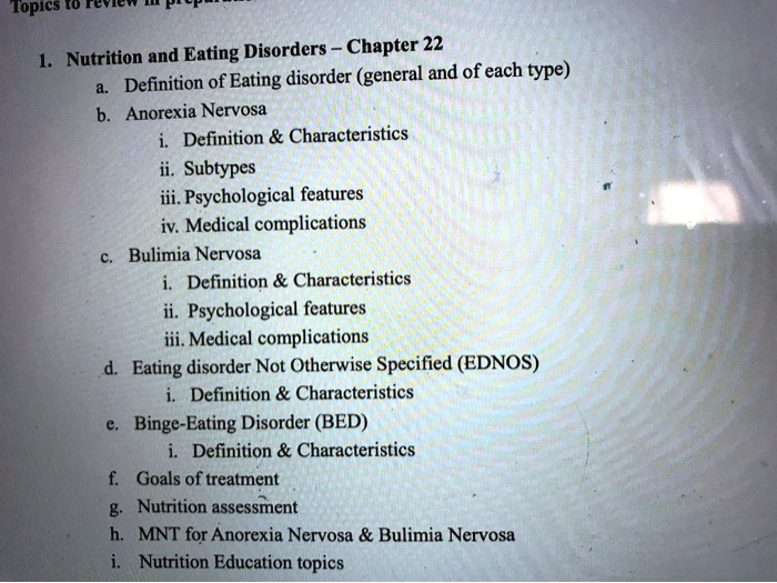 SOLVED Hopics [0 Nutrition and Eating Disorders Chapter 22 Definition