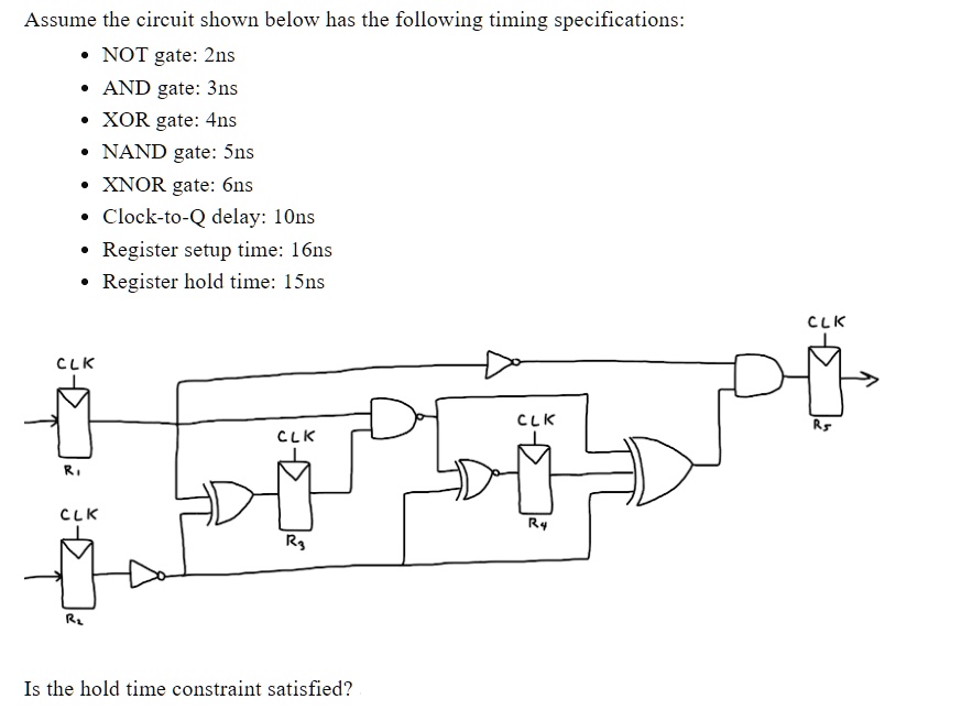 SOLVED Assume the circuit shown below has the following timing