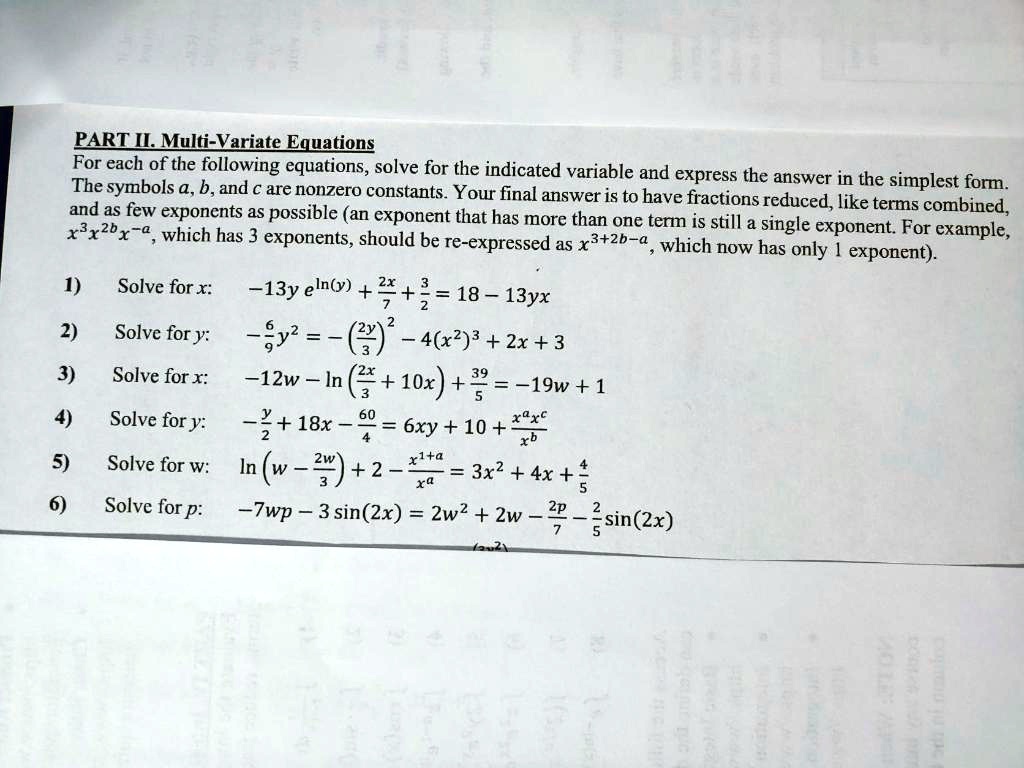 solved-part-ii-multi-variate-equations-for-each-of-the-following