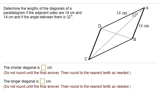 Solved: Determine The Lengths Of The Diagonals Of A Parallelogram If 