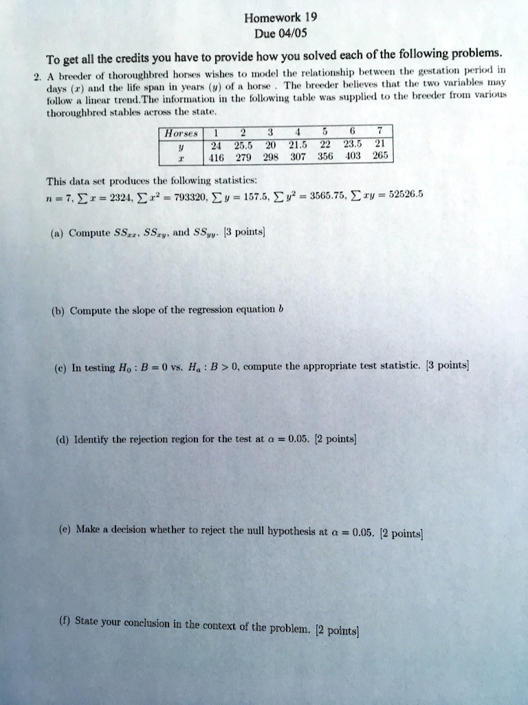 please show all work compute ssxx ssxy and ssyy compute slope of the ...