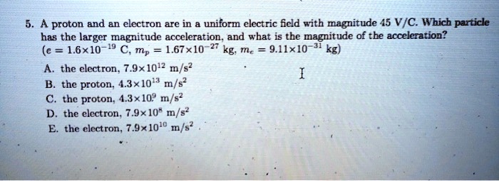 Solved A Proton And An Electron Are In A Uniform Electric Fcld With