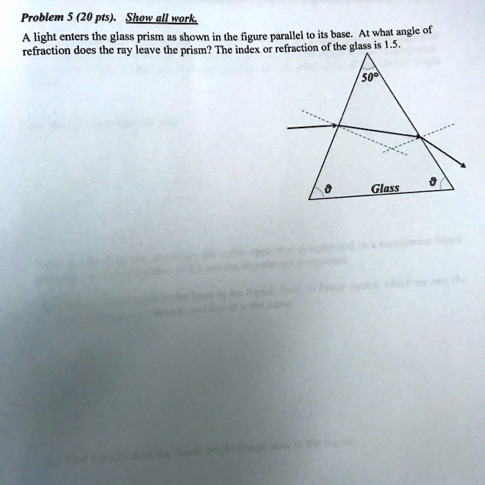 SOLVED: Problem 5 (20 Pts). Show AlLwork A Light Enters The Glass Prism ...