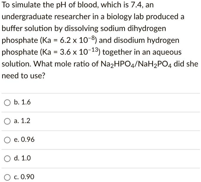 SOLVED To simulate the pH of blood, which is 7.4,an undergraduate
