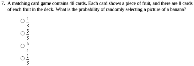 a matching card game contains 48 cards each card shows piece of fruit