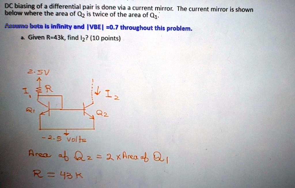 SOLVED DC biasing of a differential pair is done via a current mirror