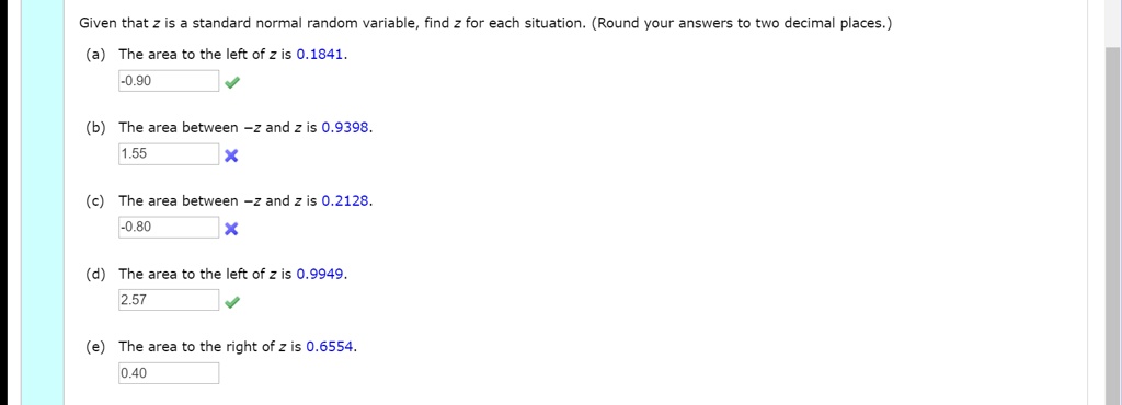 SOLVED: Given that z is standard normal random variable find for each ...