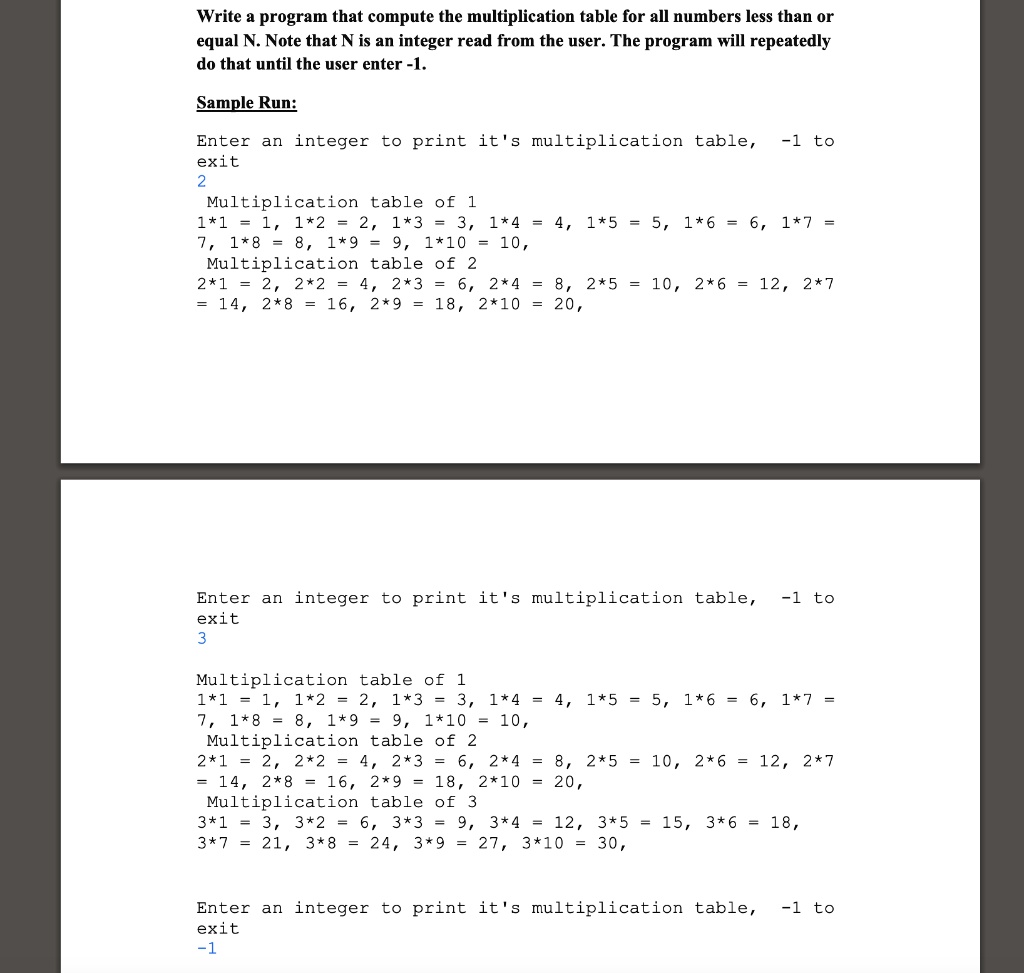 SOLVED: . in java Write a program that compute the multiplication table ...