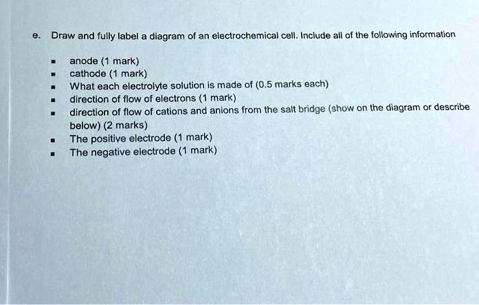 draw and fully label diagram of an electrochemical cell include all of ...