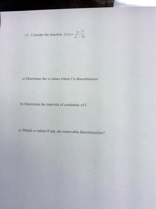 Solved consider the function f x determine the x values where f is