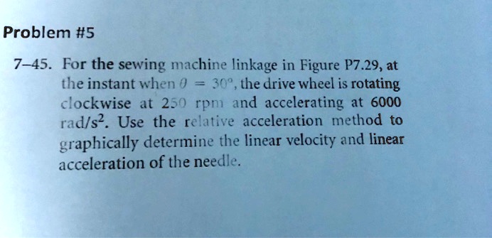 Solved Problem 5 7 45 For The Sewing Machine Linkage In Figure P7 29 At The Instant When Î