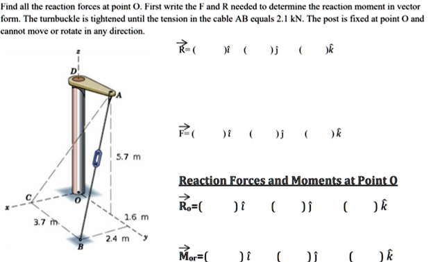 SOLVED: Find all the reaction forces at point O. First write the F and ...
